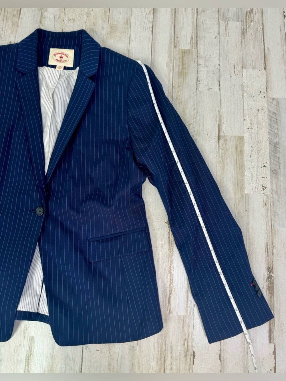 Brooks Brothers Red Fleece Women Blazer Jacket Blue Pinstripe Size 12 - Picture 2 of 12